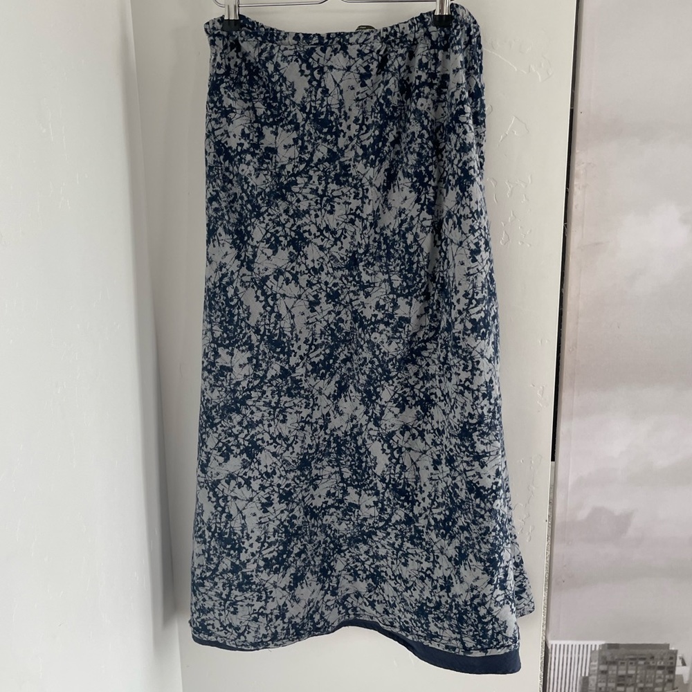 Eddie Bauer Maxi Skirt Womens Size S Cotton Lightweight Navy Blue Tie Waist Soft